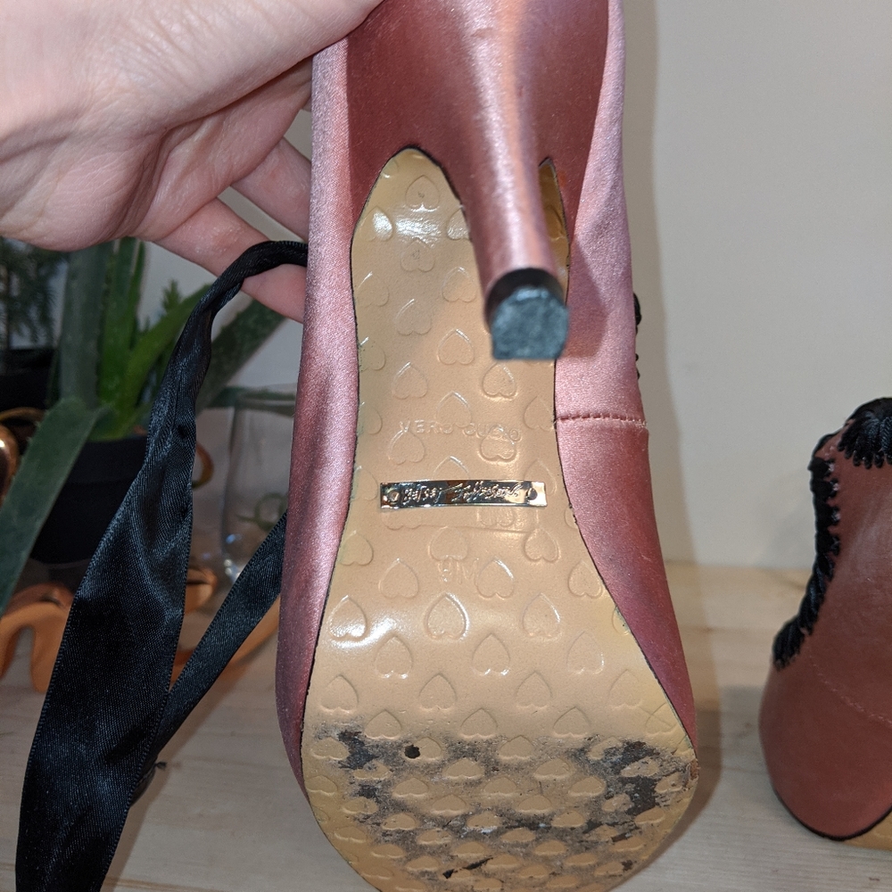 Betsey Johnson Pink and Black Peep-Toe Mary Jane Heels - Picture 4 of 5